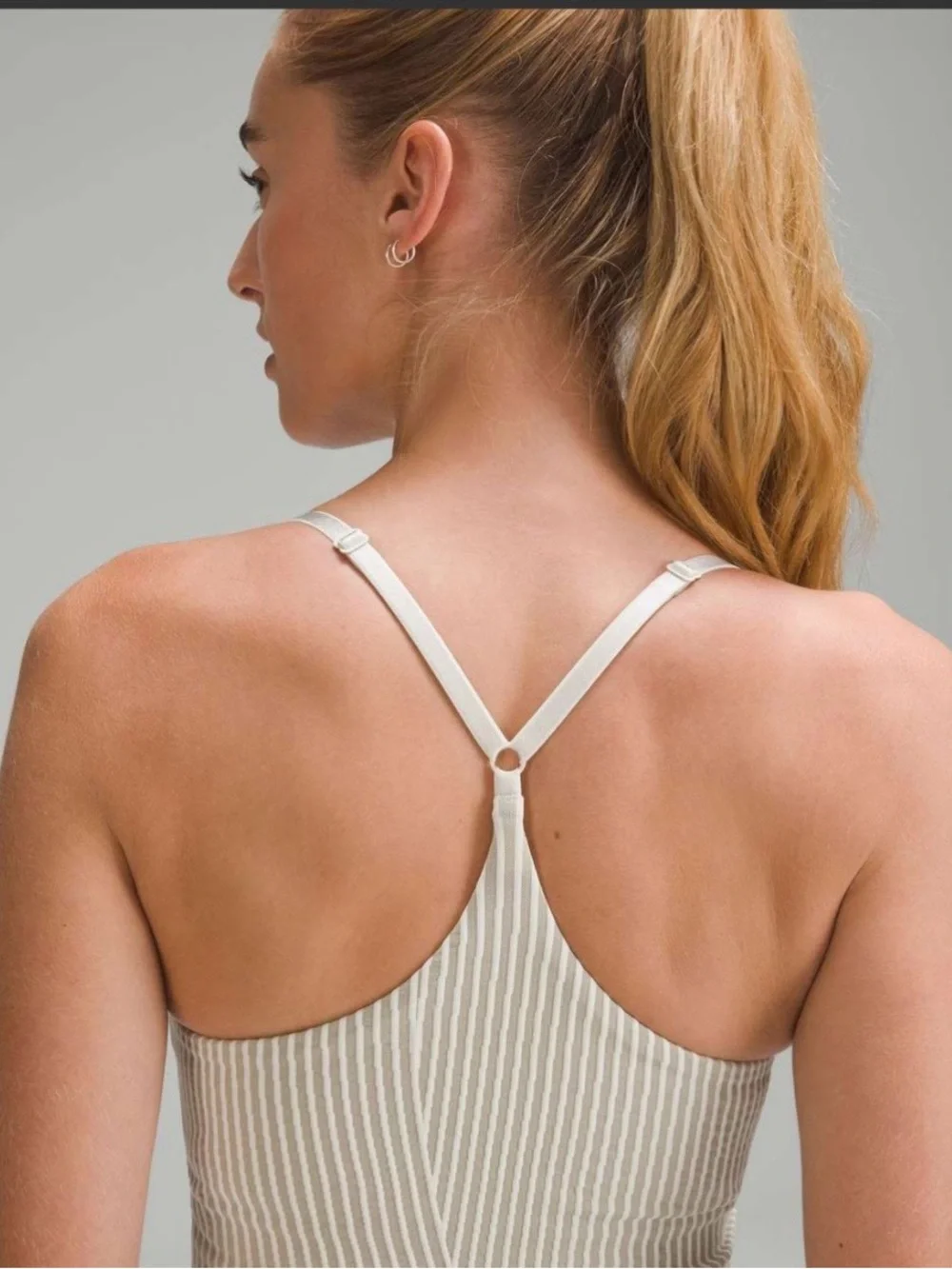 Lululemon Strappy Seamless Yoga Shelf Tank Top in Bone/Raw Linen | Size 4 - Picture 3 of 7
